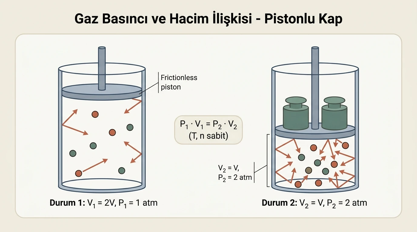 Gaz Taneciklerinin Kinetik Hareketi ve Basınç-Hacim Piston Modeli