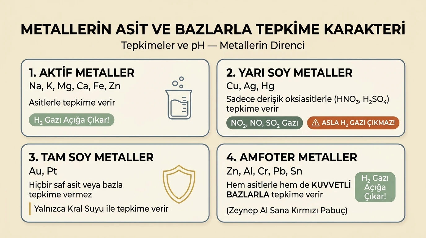 Metallerin Asit ve Bazlarla Tepkimeleri Sistematik Şeması