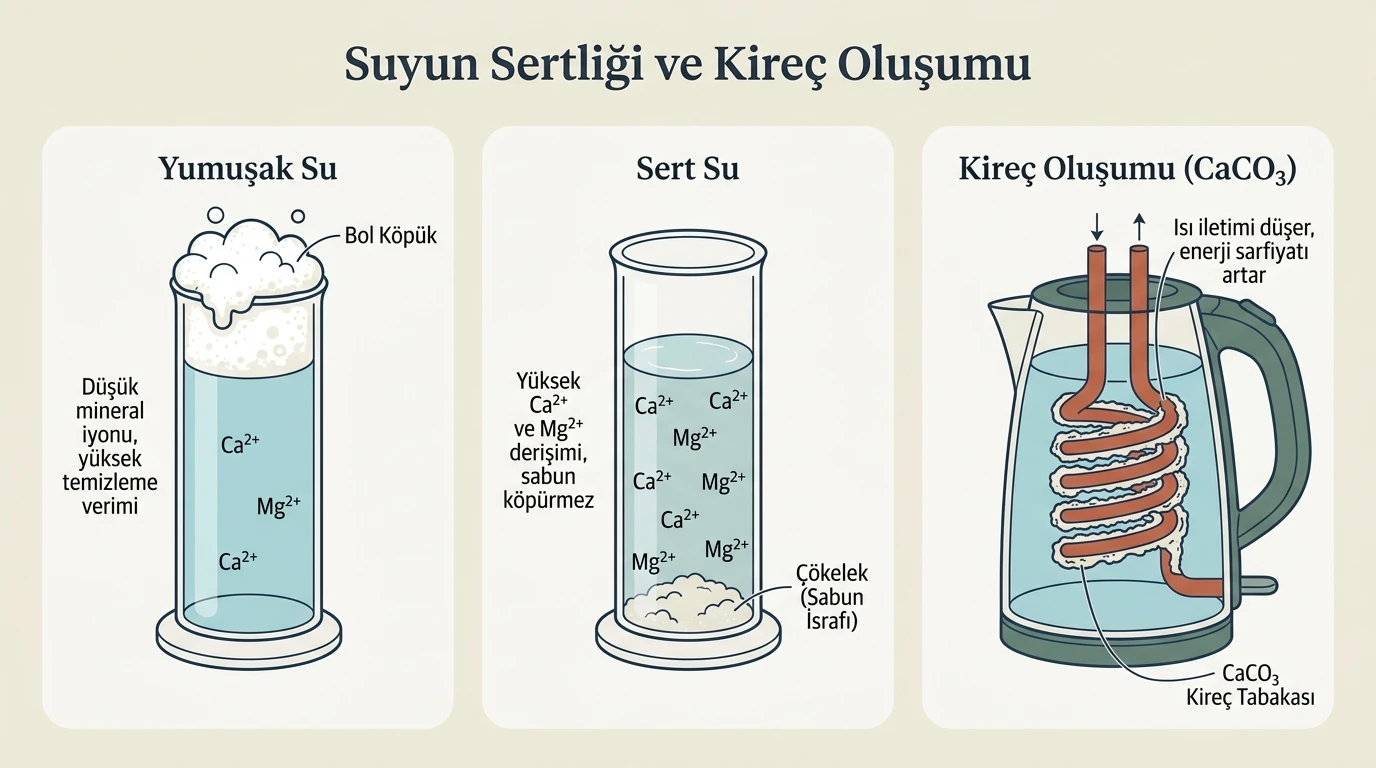 Suyun Sertliği, Kalsiyum-Magnezyum İyonları ve Kireç Oluşumu